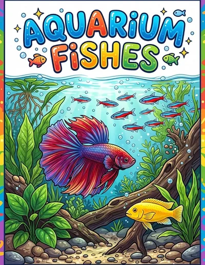 Cover of Aquarium Fishes Coloring Book, by The New Ark Studio. All ages.