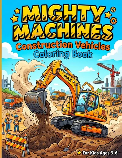 Cover of Mighty Machines: Construction Vehicles, by The New Ark Studio. Ages 3–6.